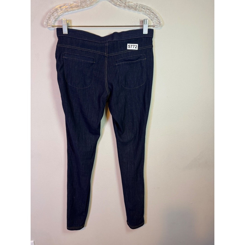 HUE Womens Denim Leggings Stretch Faux Zipper Pockets Indigo Blue Size S - Picture 3 of 6